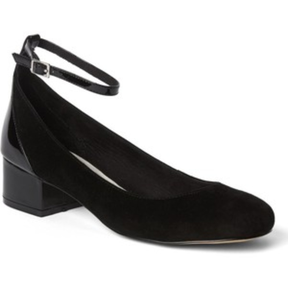 Black suede kitten block heel